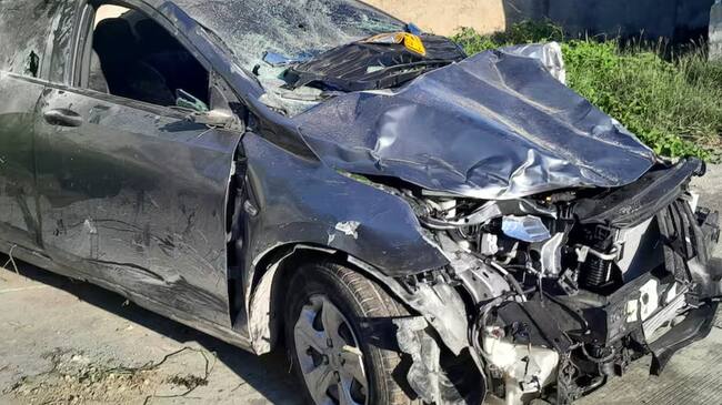 Así quedó el vehículo que conducía Peña Herrera después del accidente
