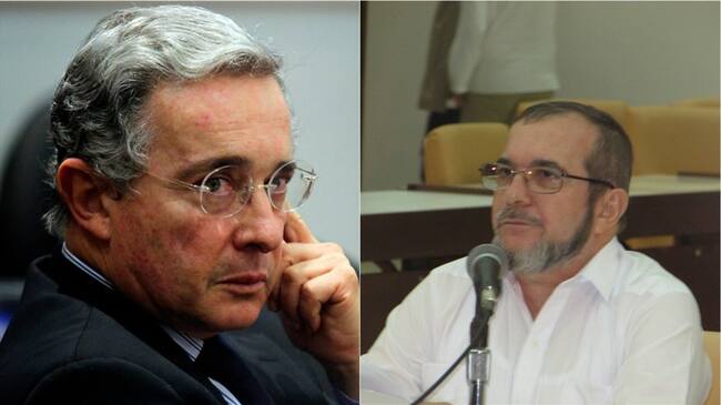 Álvaro Uribe y alias Timochenko. Foto: Colprensa