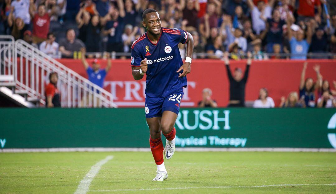 Jhon Jáder Durán festeja su sexto gol en la MLS esta temporada.