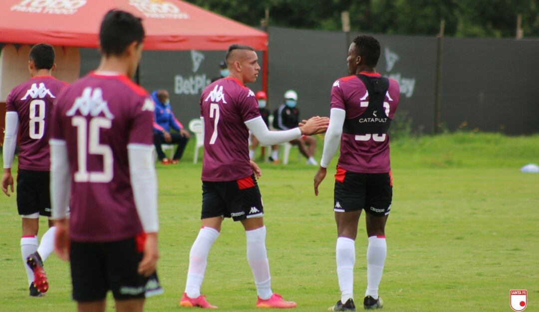 Neyder Moreno y Dairon Mosquera en pretemporada de Santa Fe 2021