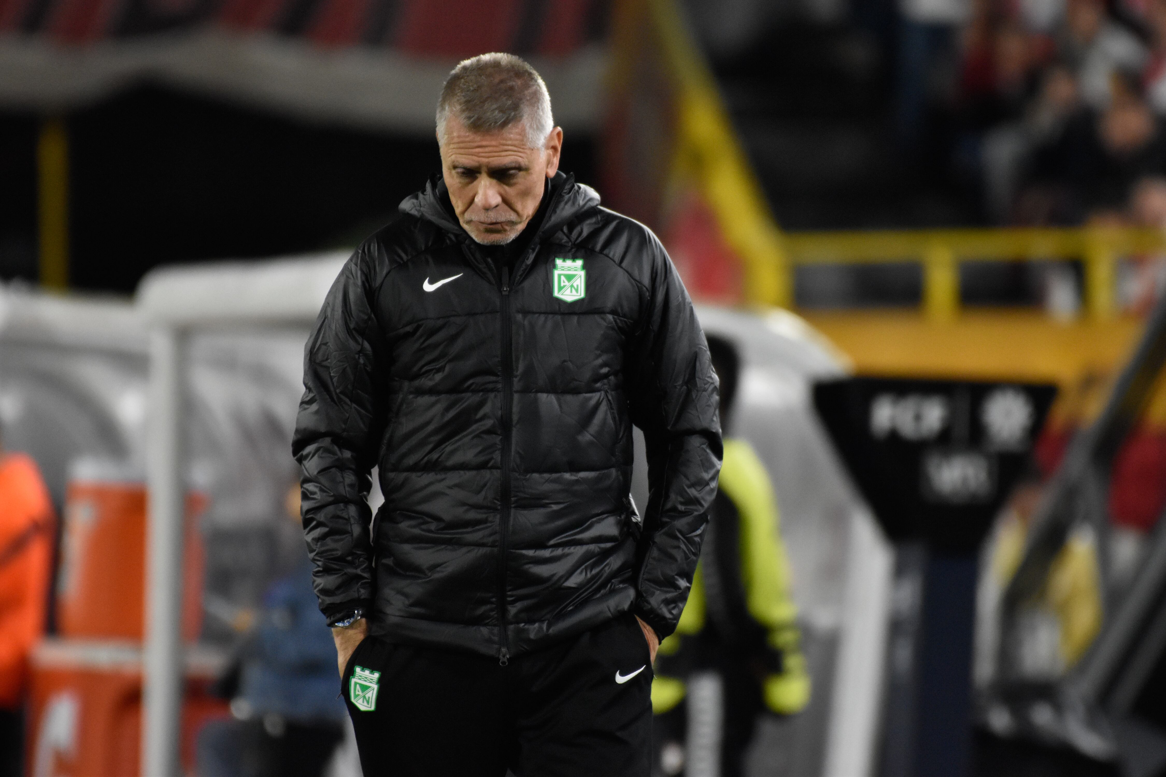 Atletico Nacional's team manager Paulo Autuori during the match between Bogota's Independiente Santa Fe (0) and Atletico Nacional (2) in Bogota, Colombia, May 11, 2023. Photo by:Cristian Bayona/Long Visual Press (Photo by: Cristian Bayona/Long Visual Press/Universal Images Group via Getty Images)