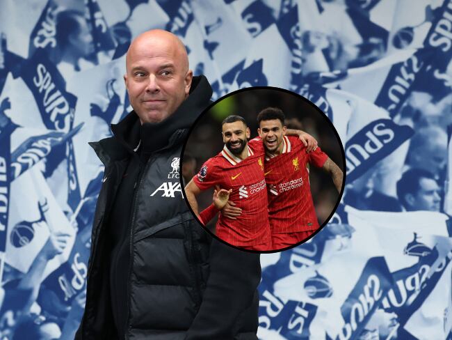 Arne Slot, entrenador del Liverpool, habló sobre los dobletes de Díaz y Salah / Getty Images