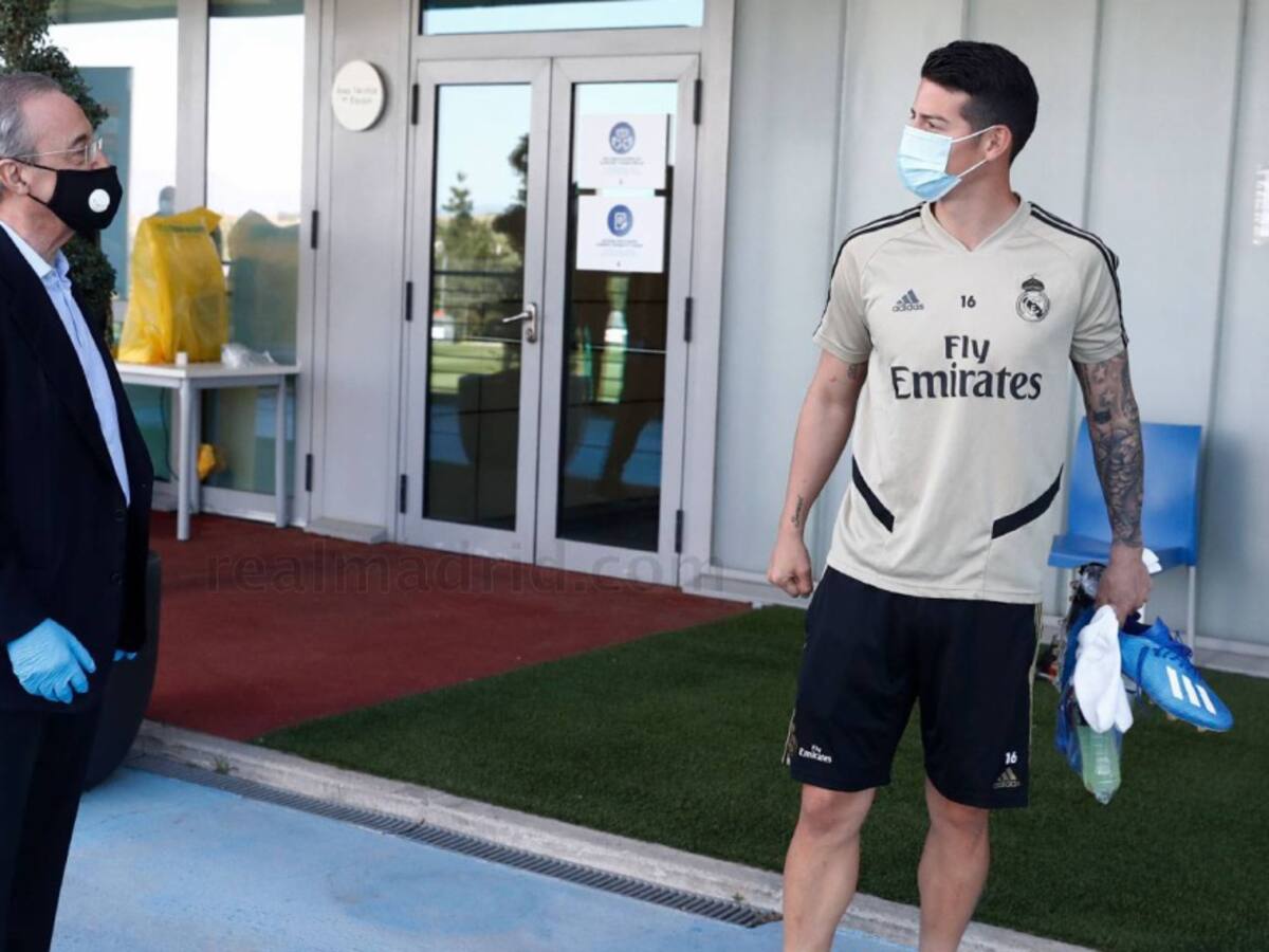 James dialogó con Florentino Pérez e hizo trabajos con el balón