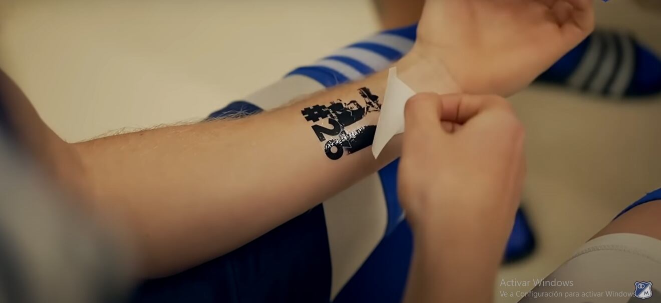 Andrés Llinas, una de las grandes figuras del título, con su tatuaje previo a la final / Twitter: @MillosFCoficial.