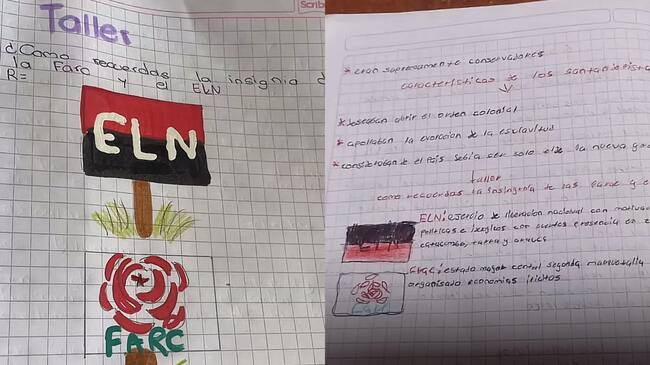Grave denuncia por tarea con banderas del ELN y las FARC en Villa del Rosario. / Foto: Cortesía.