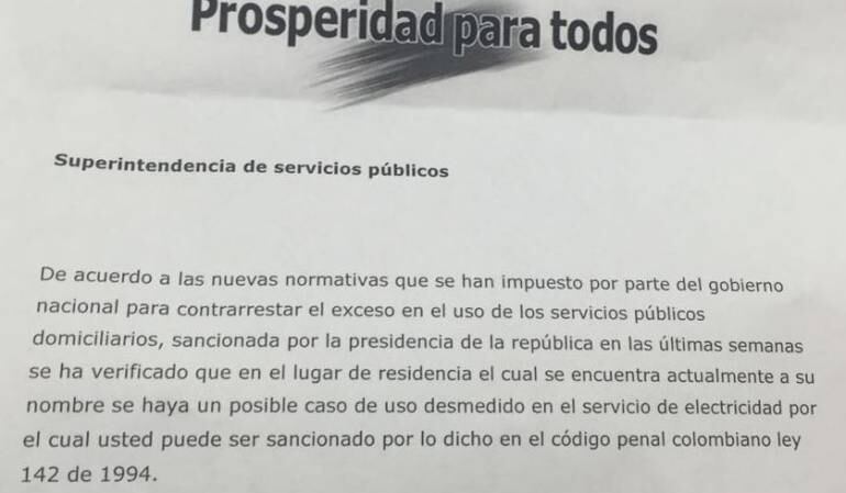 Este es el documento que está llegando a la casa de los pereiranos y que, advirtieron las autoridades, no es oficial.