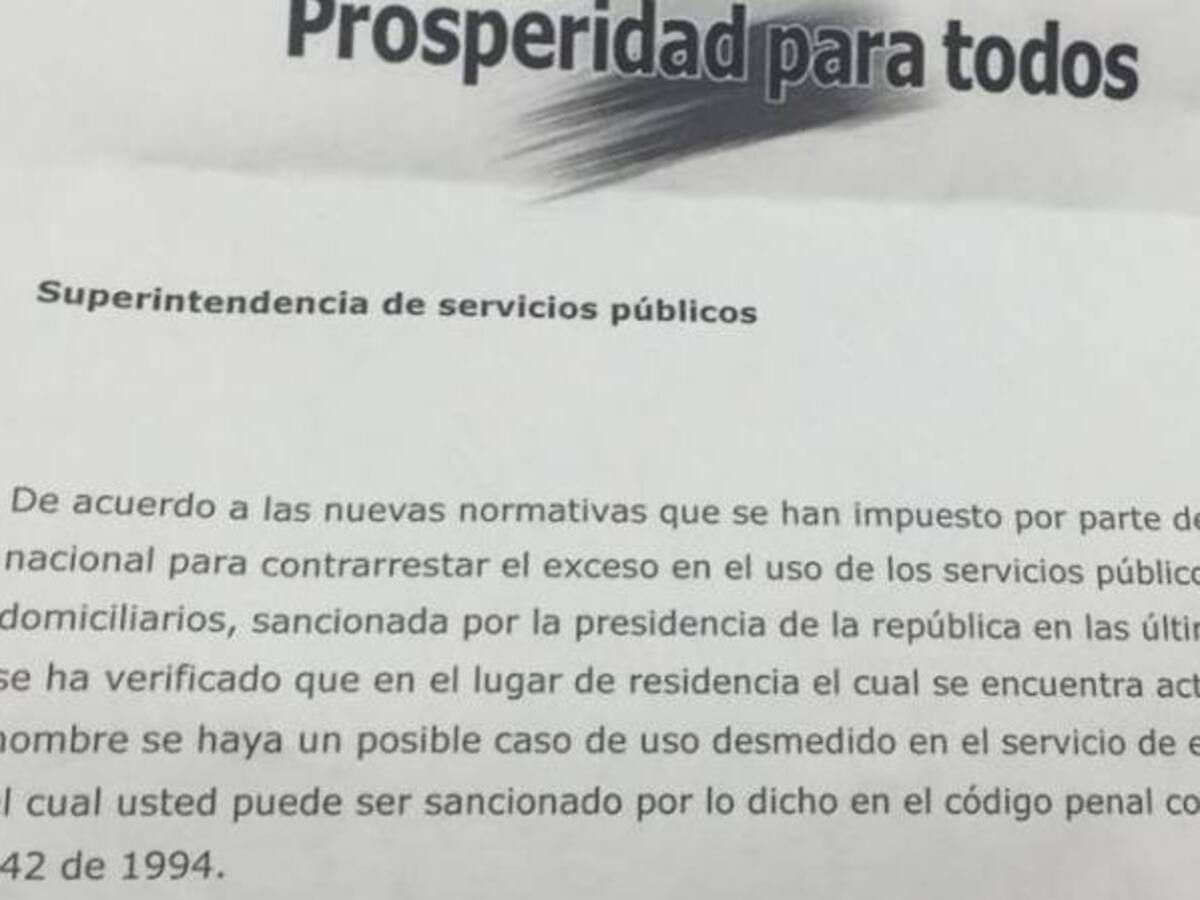 Documentos falsos suplantando a la SuperServicios amenazan con excesivos cobros por malgasto de energía