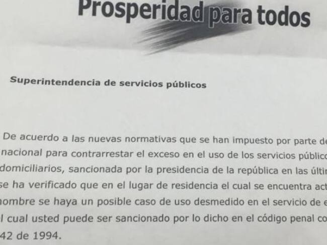 Este es el documento que está llegando a la casa de los pereiranos y que, advirtieron las autoridades, no es oficial.