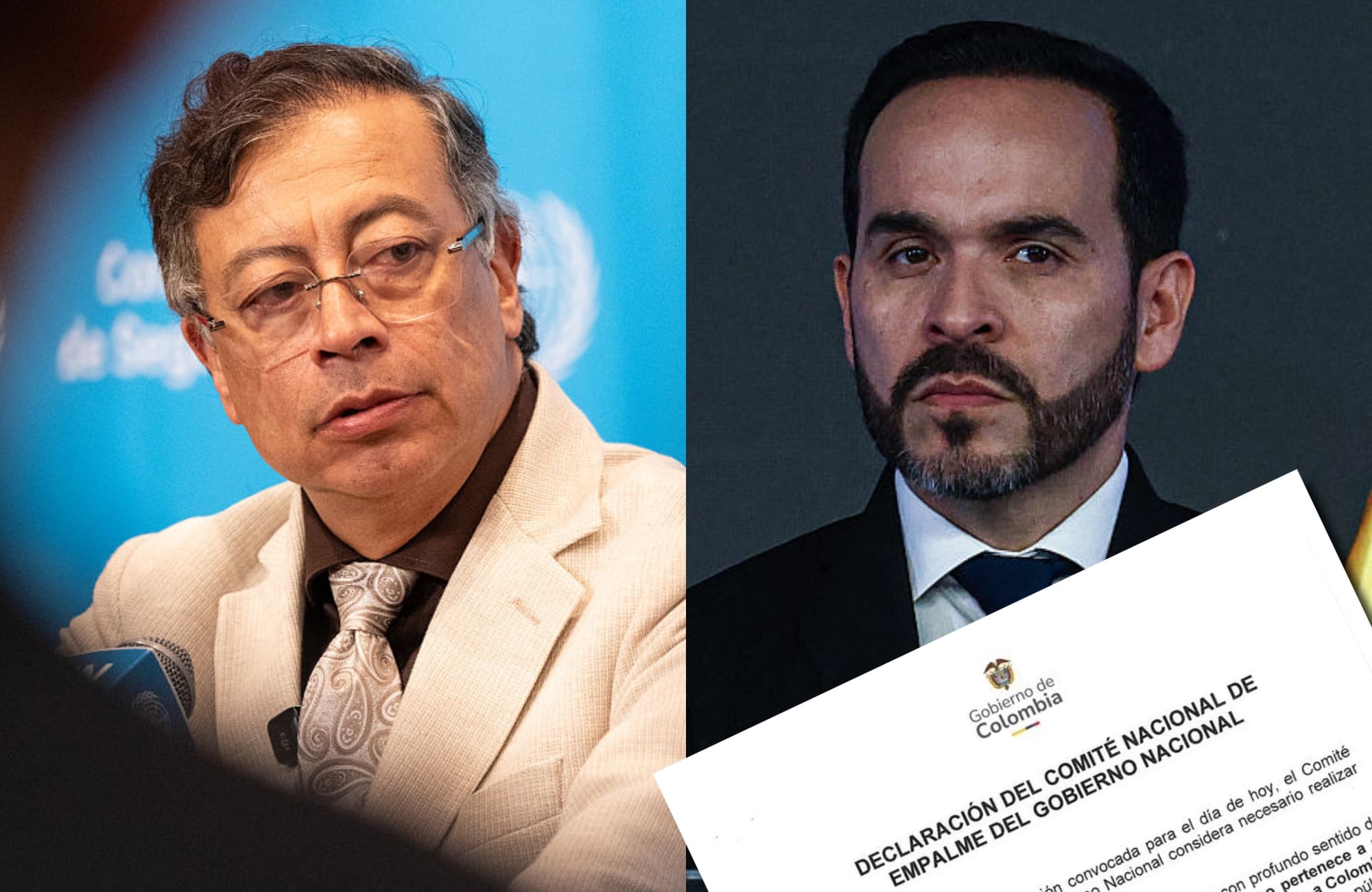 Gustavo Petro y Abelardo de la Espriella. Foto: (Photo by Lev Radin/Pacific Press/LightRocket via Getty Images) / (Photo by Lucas Aguayo Araos/Anadolu via Getty Images)