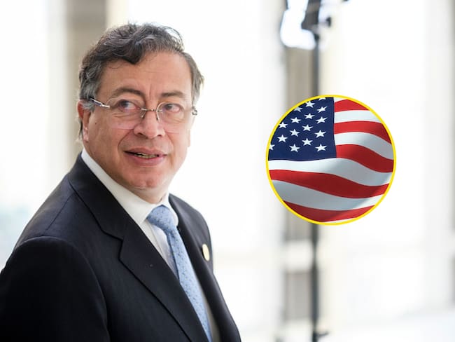 Gustavo Petro y bandera de Estados Unidos. Fotos: Getty Images.