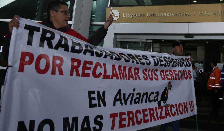 Protesta de empleados de Avianca