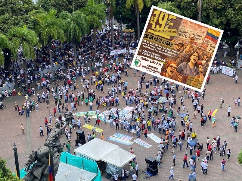 Foto archivo plantón en Pereira por el salario mínimo vital (foto: Redes sociales CUT Risaralda)