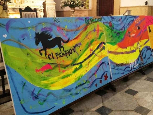 Víctimas del conflicto armado presentan mural en Cartagena