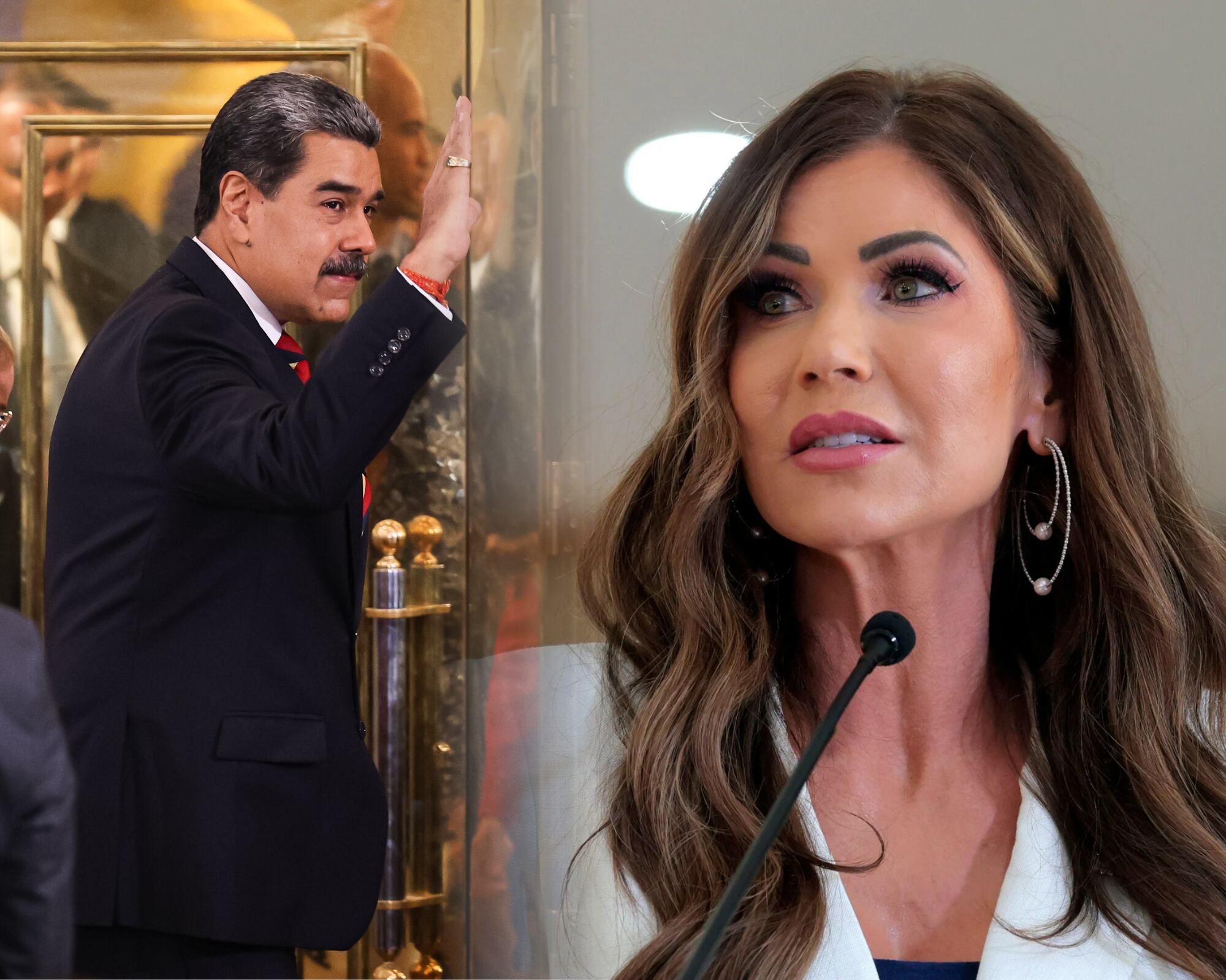 Kristi Noem aseguró que la interceptación de barcos envía un mensaje al mundo en el que ninguna actividad ilegal será tolerada y por ello resaltó que Nicolás Maduro debe dejar el poder.
(Foto:   Caracol Radio / Getty)