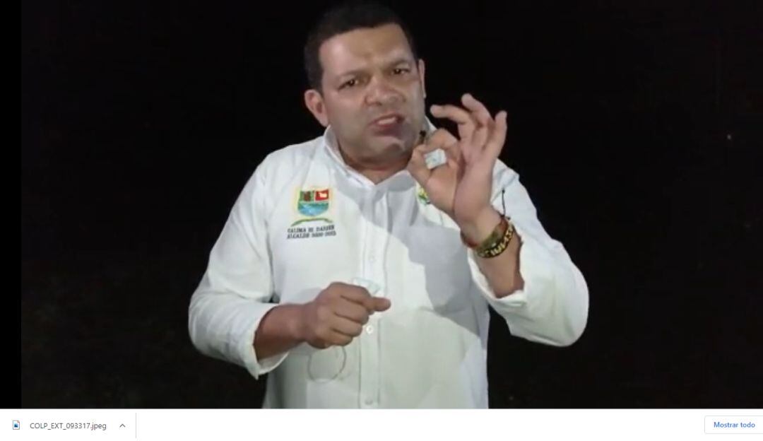 Pantallazo alcalde de Calima Darién Martín Mejía