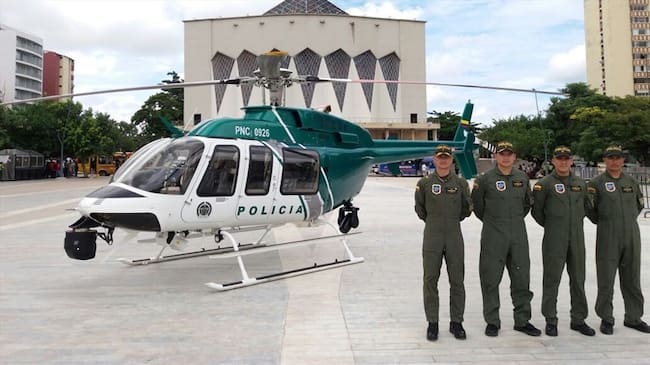 Con helicóptero, Policía de Barranquilla refuerza la vigilancia de la ciudad. Foto: Policía Metropolitana de Barranquilla
