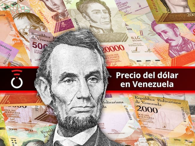 De fondo: Bolívares venezolanos. En frente se encuentra una ilustración de Abraham Lincoln, presidente estadounidense y figura del billete de 5 dólares (Crédito: Getty Images)