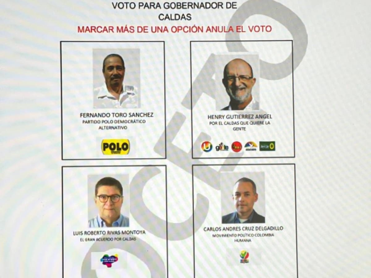 Quedaron listas las posiciones del tarjetón para la Gobernación de Caldas