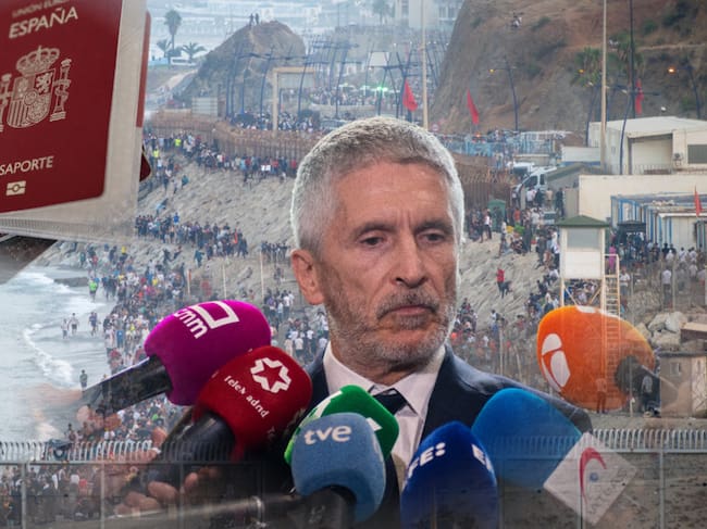 Imagen de Ceuta - España tomada de Colprensa Imagenes (Autor: MARCOS MORENO) // Imagen del ministro español del Interior tomada de Getty imagenes (Autor: Marcos del Mazo) // Imagen del pasaporte español tomada de Getty imagenes (Autor: Europa Press News)