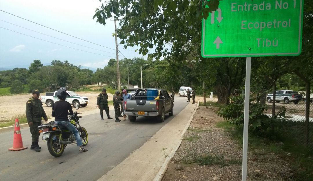 puestos de control ejecutados por la Policía Nacional, ubicados en la zona del Catatumbo 