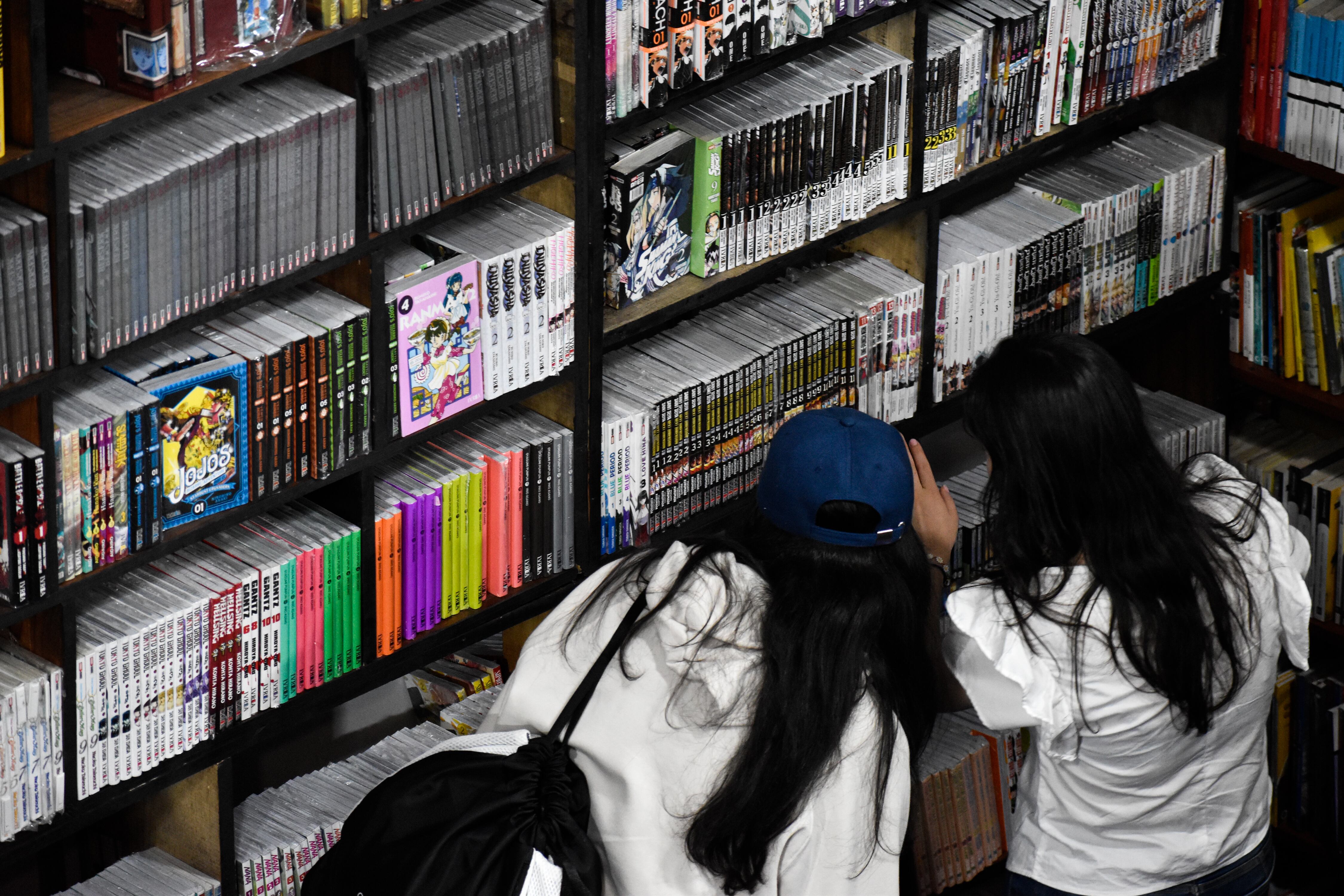 People visit and take part during the 35 anniversary of Bogota's International Book Fair (FILBO), in Bogota, Colombia on April 23, 2023. (Photo by: Cristian Bayona/Long Visual Press/Universal Images Group via Getty Images)