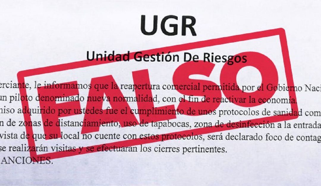 Falso documento que entregan a los comerciantes de Manizales.