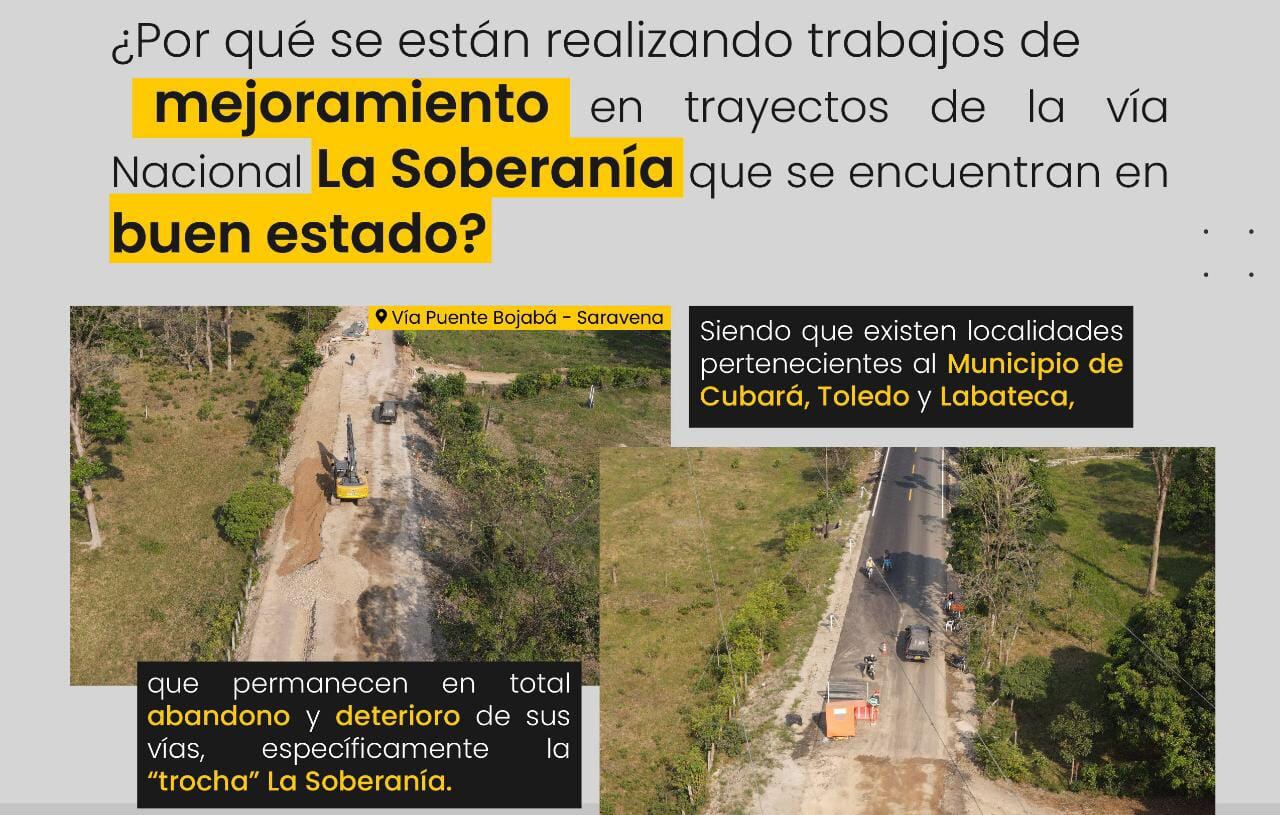 Vía La Soberanía / Cortesía: Alcaldía de Cubará.