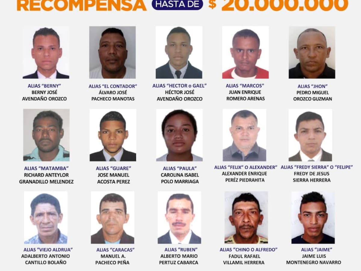 Cartel de ‘Los 15 más buscados’ del Magdalena