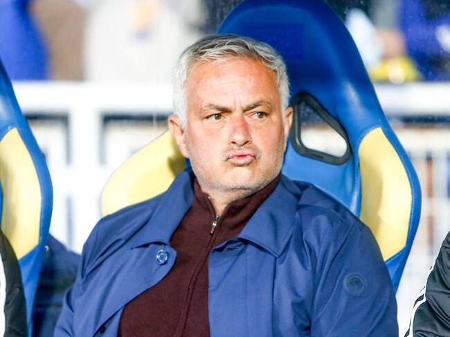 Jose Mourinho, head coach of SL Benfica, during the Primeira Liga match between GD Estoril Praia and SL Benfica at Estadio Antonio Coimbra da Mota in Estoril, Portugal, on May 16, 2026. (Photo by Valter Gouveia/NurPhoto via Getty Images)