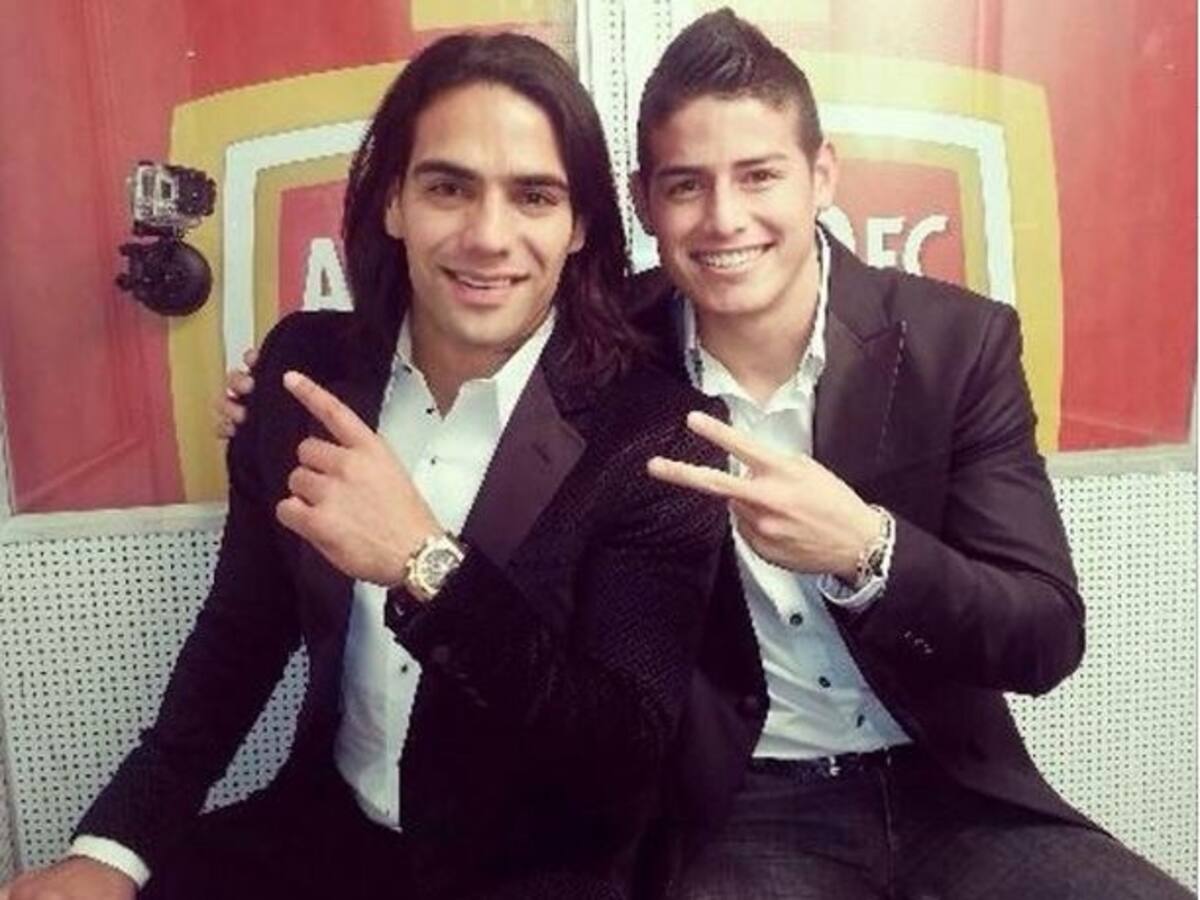 Falcao y James Rodríguez en la fiesta de navidad de Mónaco