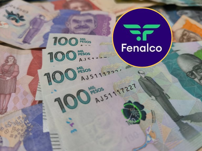 Dinero colombiano  y al lado el logo de FENALCO (Fotos vía Getty Images y redes sociales deFENALCO)