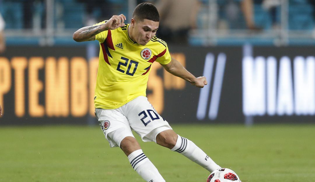 Juan Fernando Quintero en un partido con la Selección Colombia en 2018