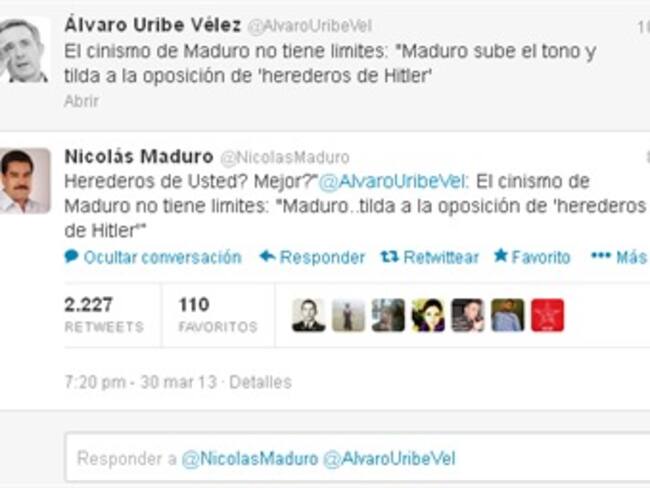 Expresidente Uribe y presidente Maduro se enfrentan vía twitter