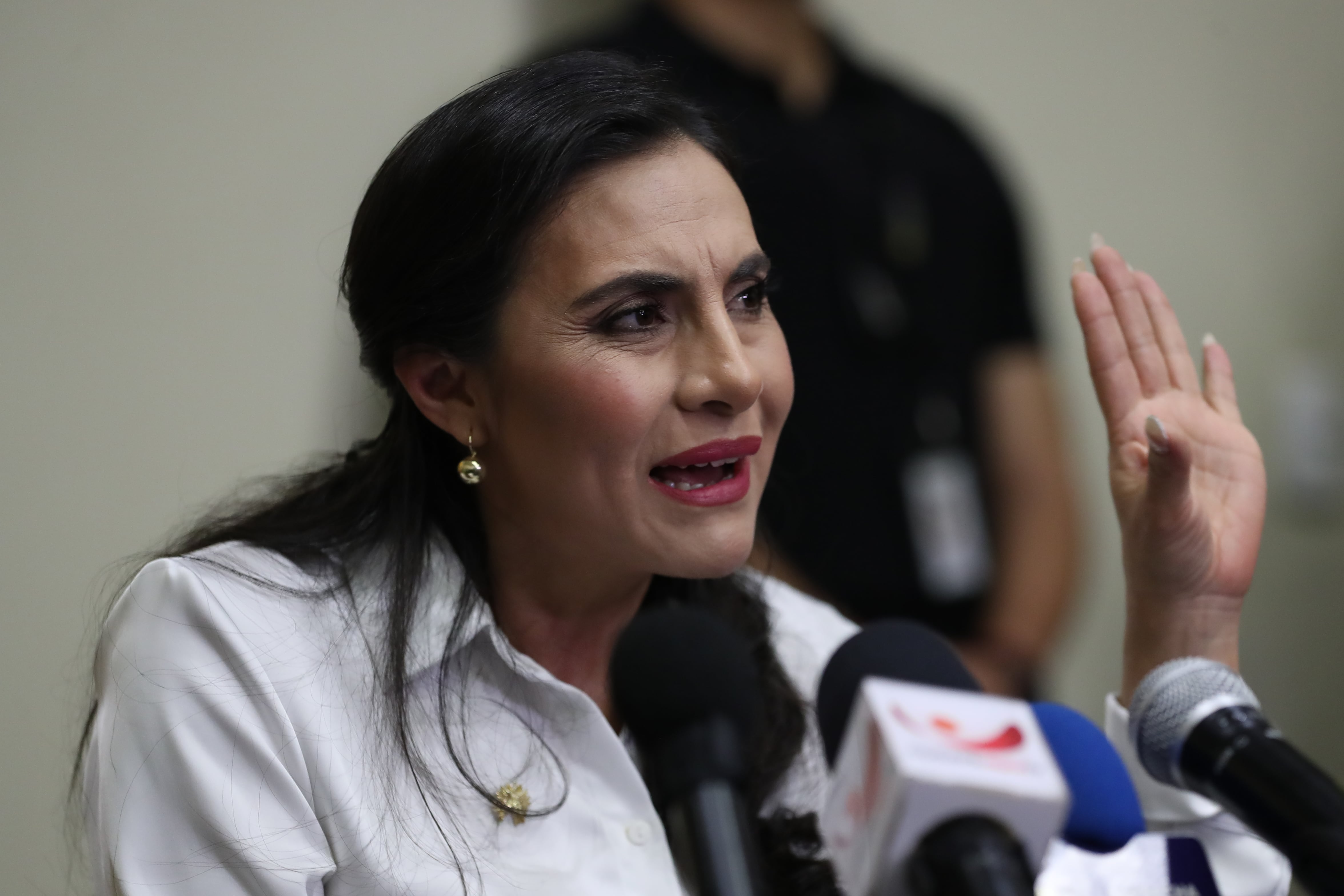 Vicepresidenta electa de Ecuador Verónica Abad habla en una rueda de prensa este jueves, en Quito (Ecuador). EFE/ José Jácome