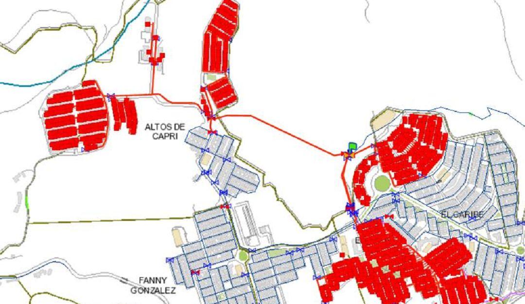 Área de suspensión del servicio de agua potable