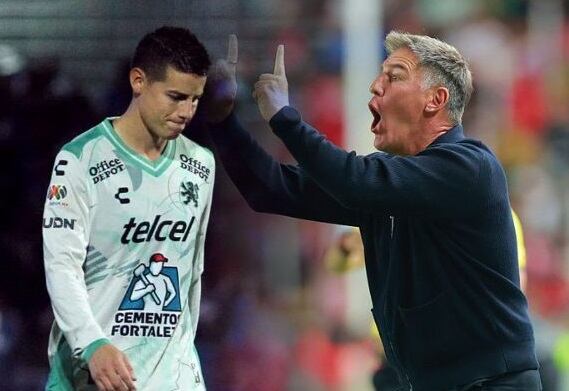 James Rodríguez y Eduardo Berizzo, entrenador de León / Composición Caracol Radio