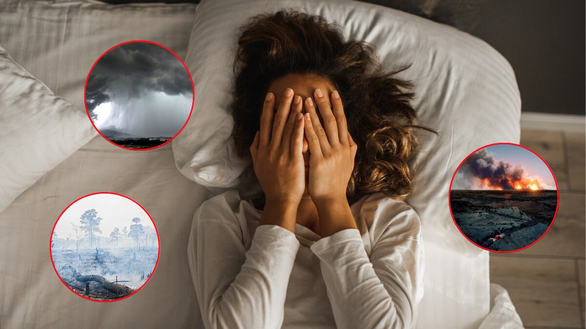 Mujer en la cama tapándose la cara / Desastres naturales (Getty Images)