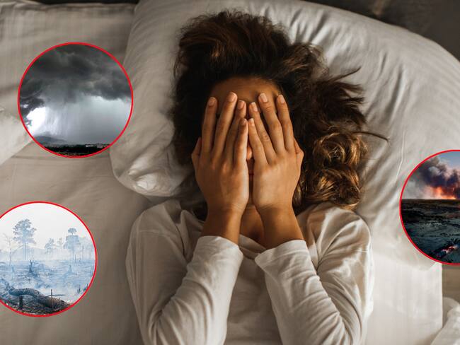 Mujer en la cama tapándose la cara / Desastres naturales (Getty Images)