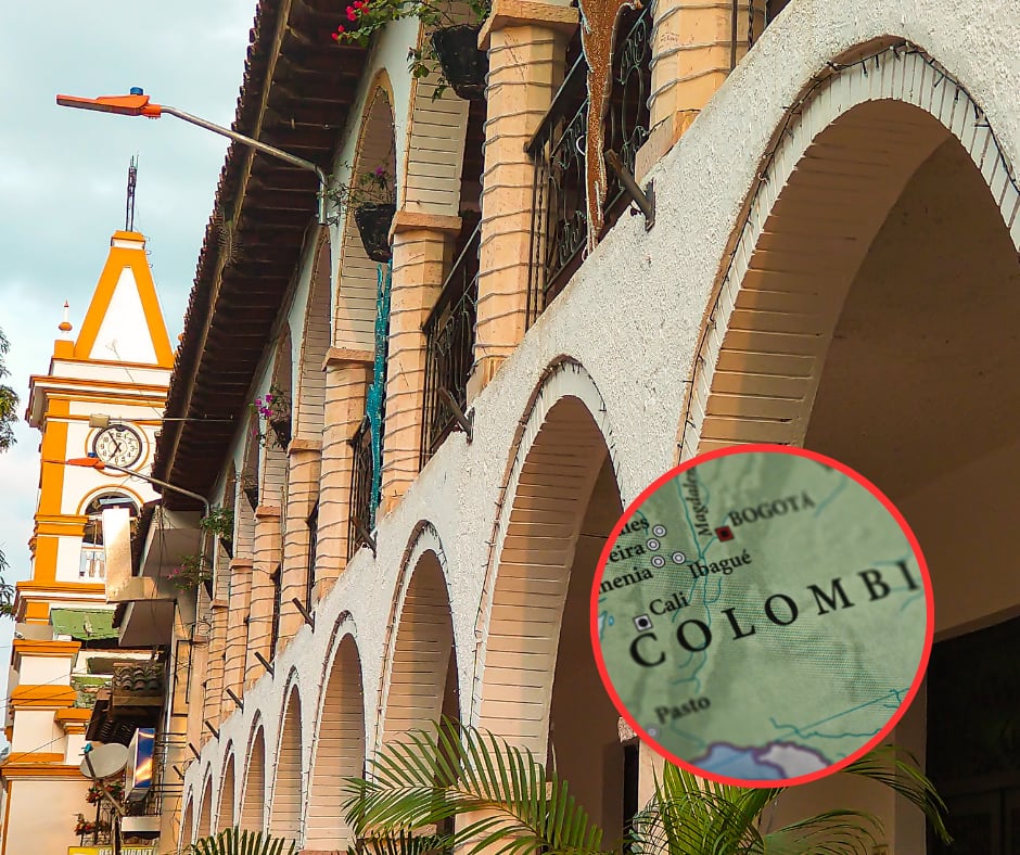 Municipio de Villeta y Close-up mapa de Colombia (Getty Images)