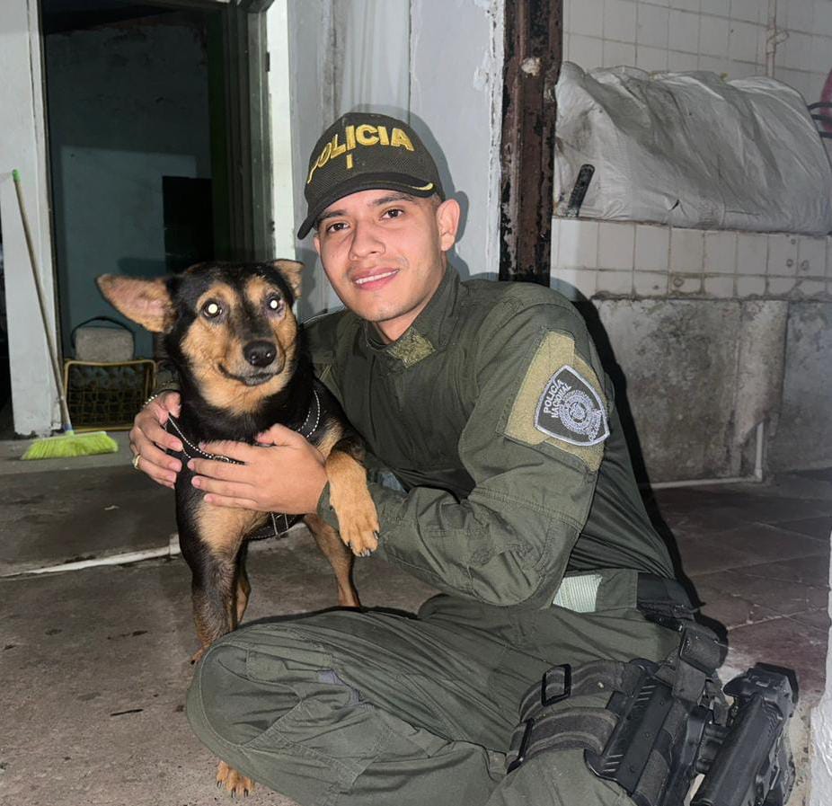 Uniformados adscritos a la Subestación de Policía Vegalarga, dan una segunda oportunidad de vida a "Kalvin", un canino criollo de aproximadamente 3 años de edad.