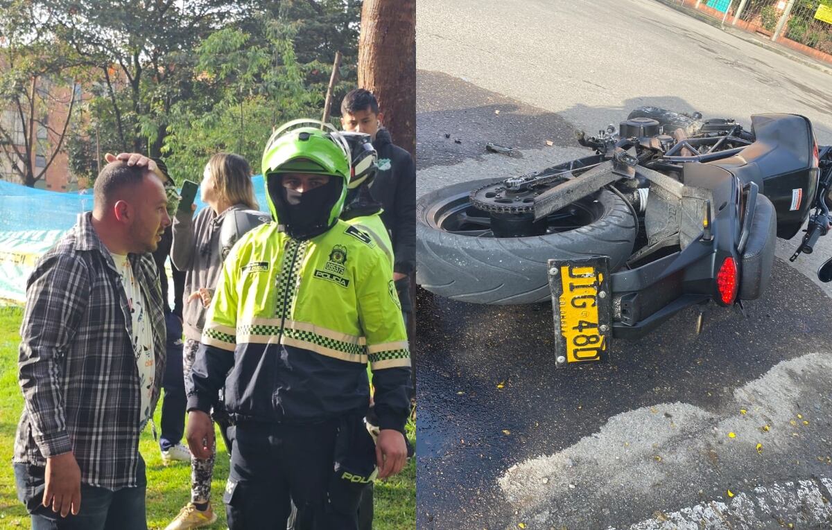 En la foto el supuesto ladrón (de camisa de cuadros) junto a las autoridades. Robo en Ciudad Salitre, Bogotá - Foto Caracol Radio