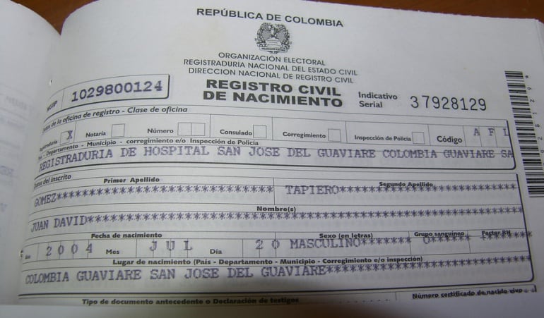 Registro Civil de Nacimiento 