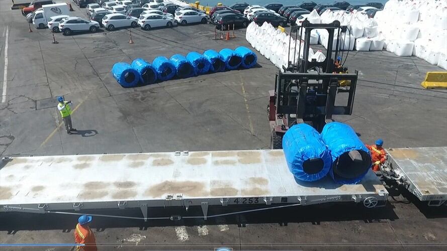 Puerto de Santa Marta realizó prueba operativa de tren que irá hasta el centro del país. Foto: Puerto de Santa Marta