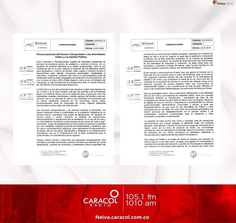 Ya son 10 días los que se cumplen de la emergencia reportada en Pericongo, sobre la Ruta 45 vías al sur de Colombia.