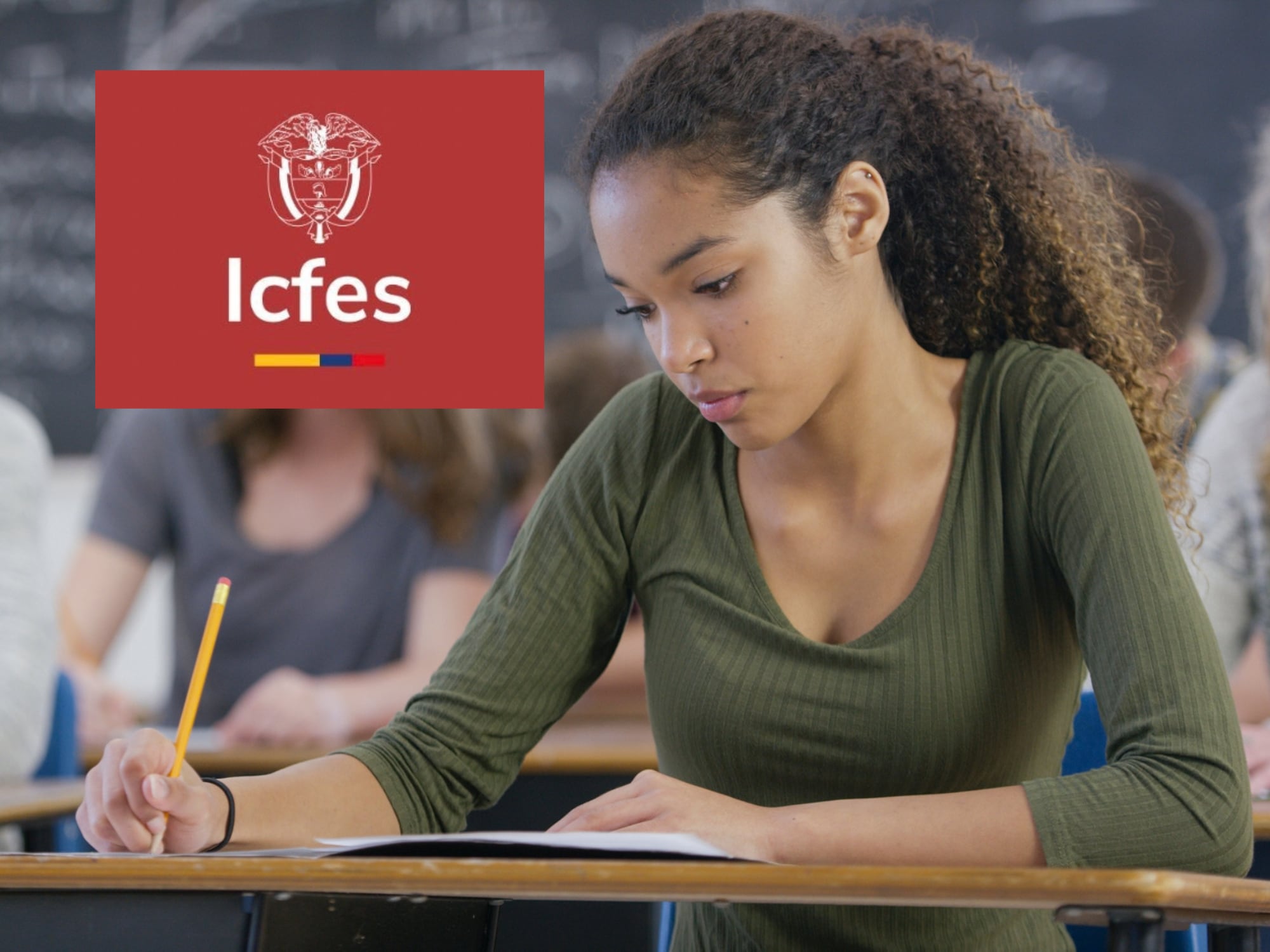 Logo ICFES y alumnos. Fotos: ICFES / Getty Images