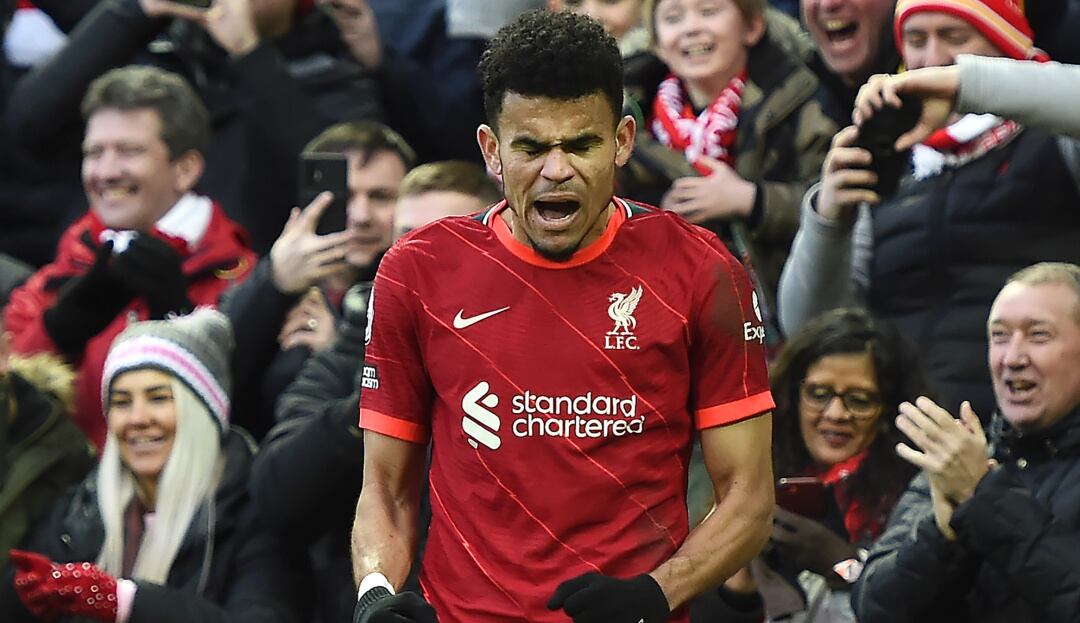 Luis Díaz festeja su gol ante el Norwich City.