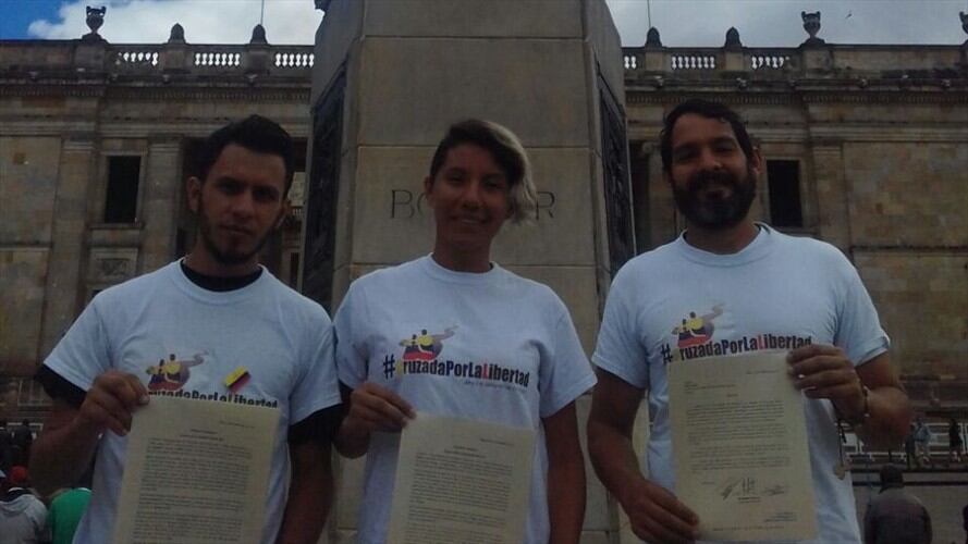 Venezolanos caminaron desde la frontera para llegar a Bogotá. Foto: Cortesía Pedro Meneses