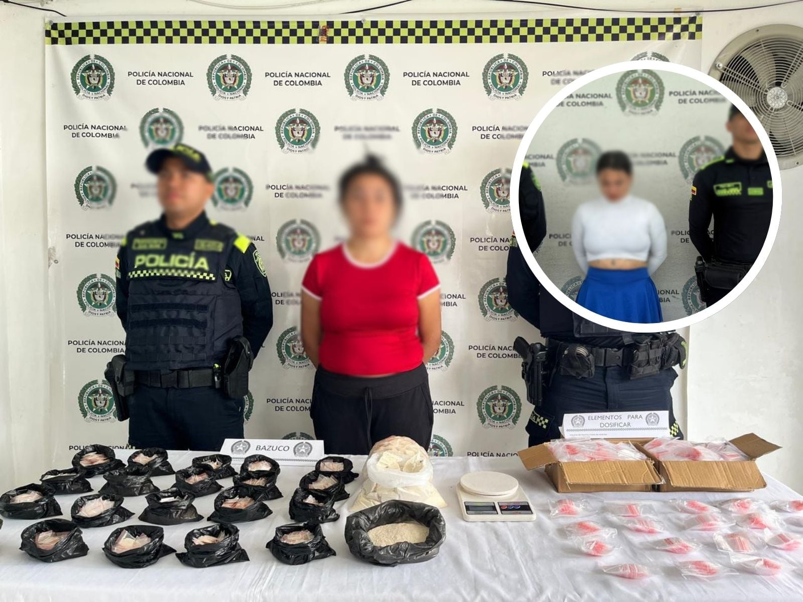 Mujeres capturada en Pereira y Dosquebradas (foto: Policía Nacional)