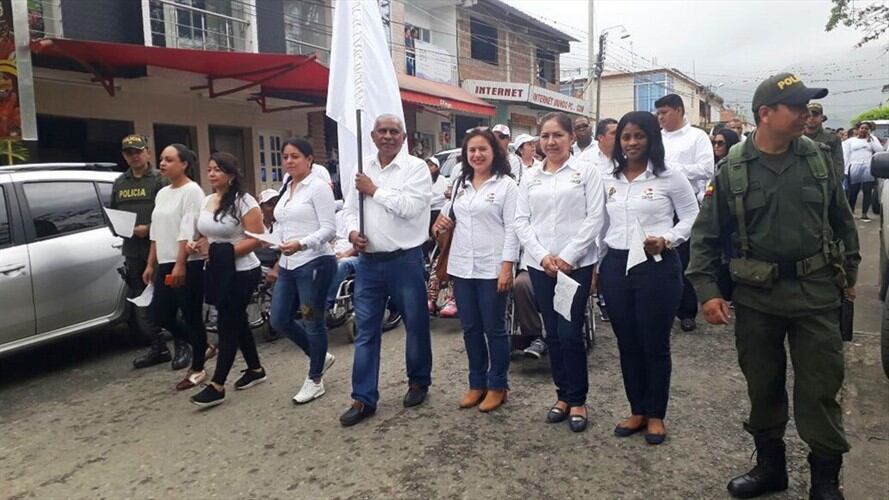 En Miranda, Cauca, marcharon para rechazar hechos violentos. Foto: Gobernación del Cauca
