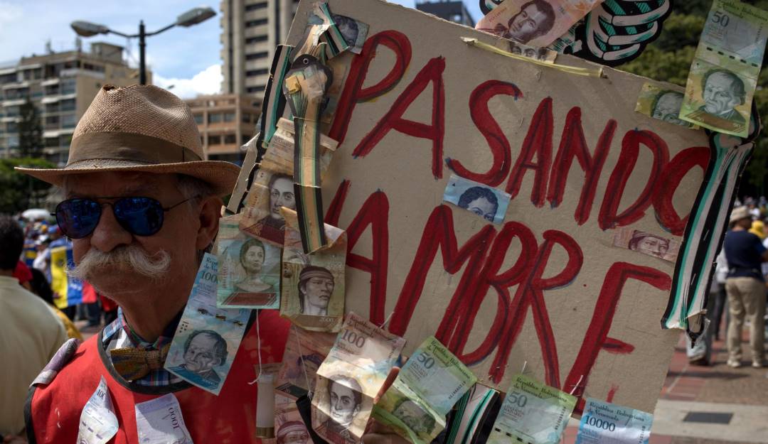Protestas en Venezuela ante la crisis alimentaria.                    Foto: Getty 